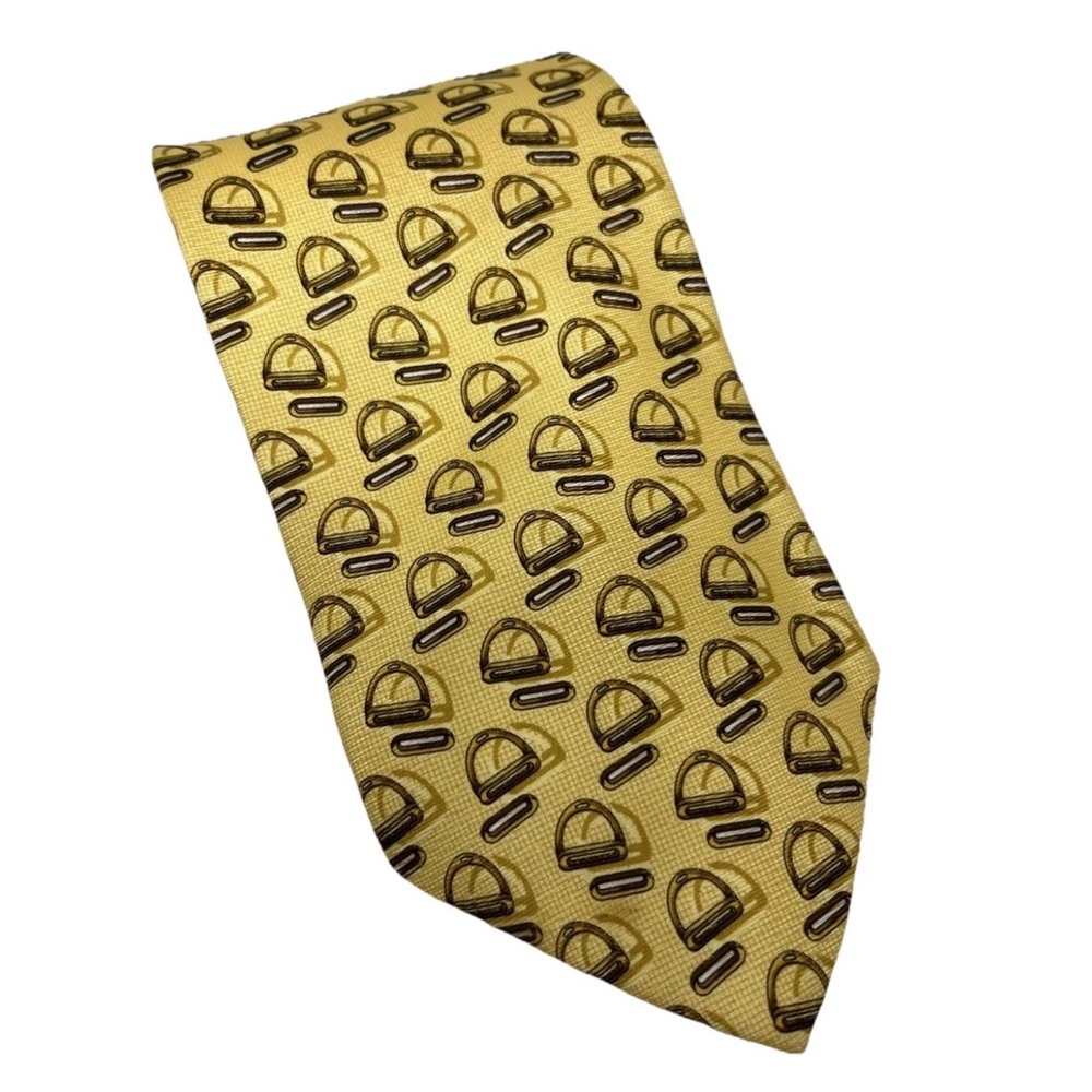 Ermenegildo Zegna Men’s Equestrian Pattern Printed 100% Silk Tie Made in Italy